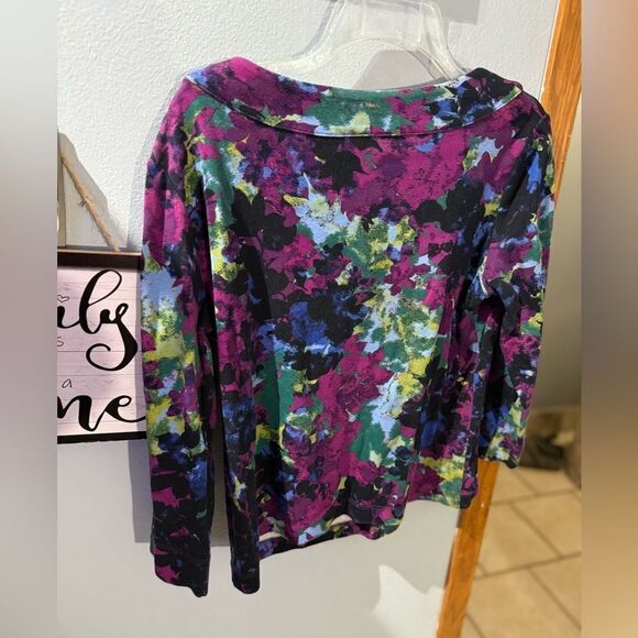 Rafaella 3/4 Sleeve Top Size Petite Large Multi Color - Picture 4 of 6